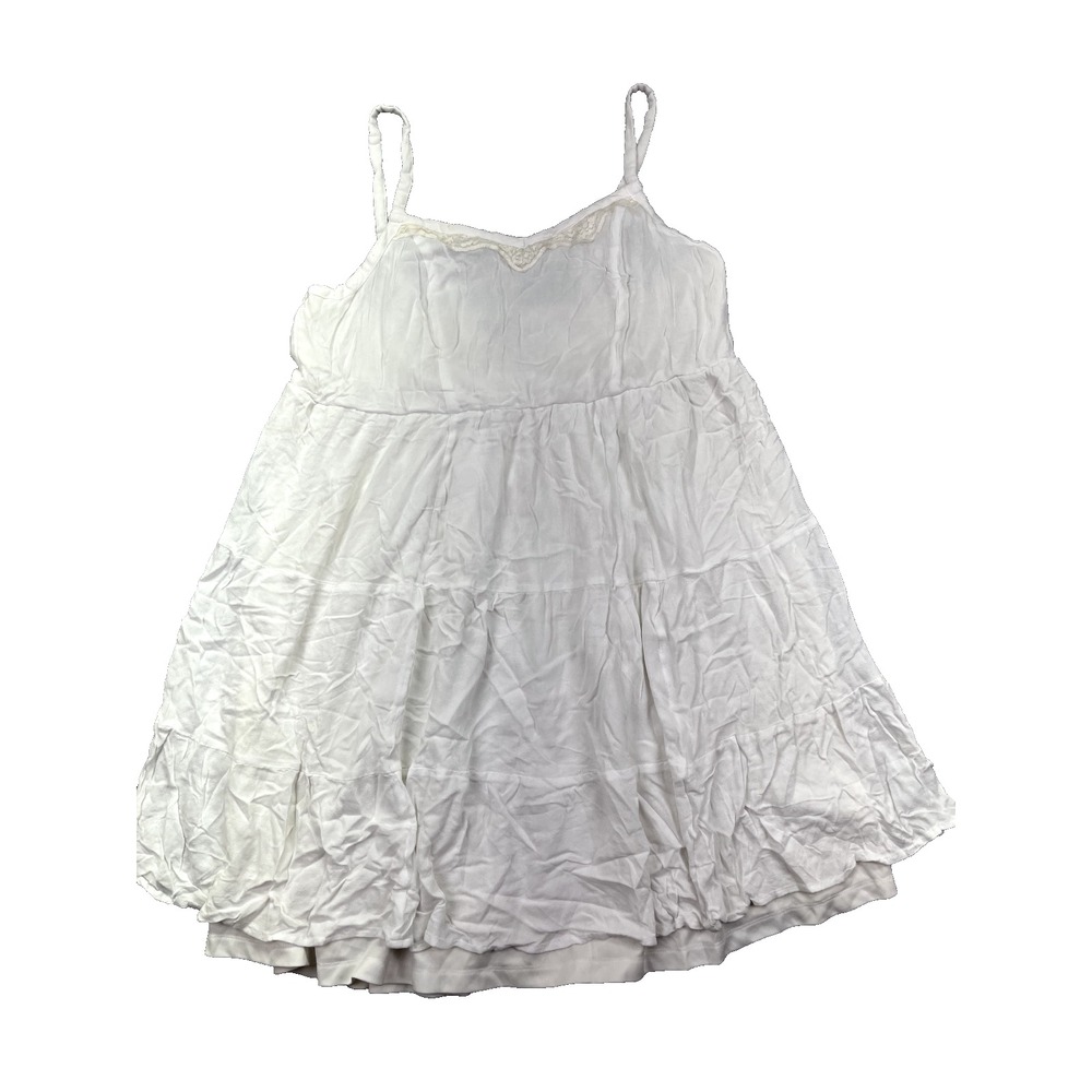 Torrid Midi‎ Rayon Tiered Dress Cloud Dancer White Sz 1 Sleeveless Seersucker